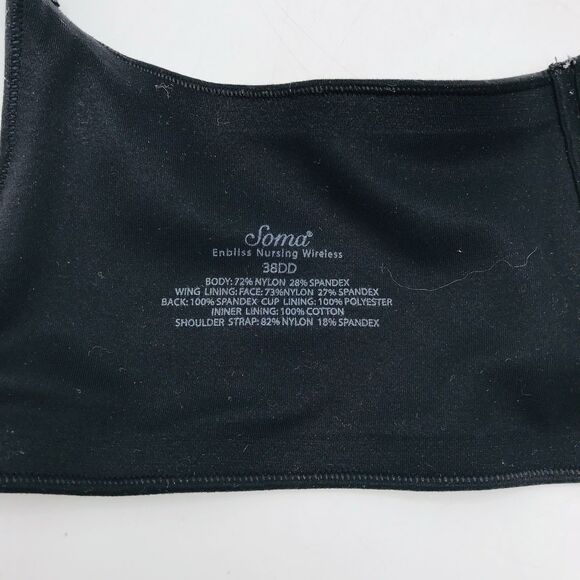 Soma Enbliss Nursing Bra Wireless Full Coverage Back Closure Classic Black 38DD - Picture 8 of 8